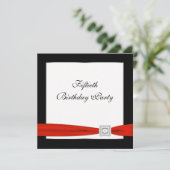 Invitation Black Red Womans 50e anniversaire fête (Debout devant)