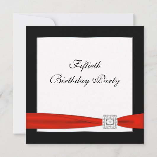 Invitation Black Red Womans 50e anniversaire fête (Devant)