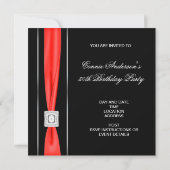 Invitation Black Red Womans Classy 50e anniversaire fête (Dos)
