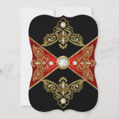 Invitation Black Red Women Anniversaire Party Gold Diamond (Dos)