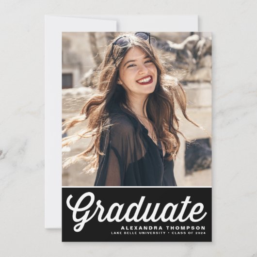 Invitation Black Retro Bold Typographie Graduation (Devant)