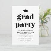 Invitation Black Retro Bold Typographie Partie de graduation (Debout devant)