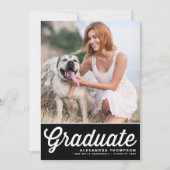 Invitation Black Retro Bold Typographie Photo Graduation (Devant)