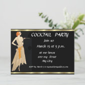 Invitation Black Retro Cocktail Party (Debout devant)