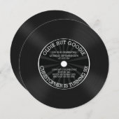 Invitation Black Retro Vinyl Record Anniversaire Fête Invitat (Devant / Derrière)