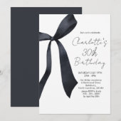 Invitation Black Ribbon Élégant 30e anniversaire (Devant / Derrière)