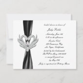 Invitation Black Ribbon Silver Swans Bridal Show (Devant)