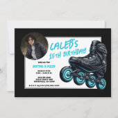 Invitation Black Rollerblades Blue Glow Wheels Anniversaire (Devant)