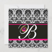 Invitation BLACK ROSE BLANC DOMMASK MONOGRAM Améthyste Argent (Devant)
