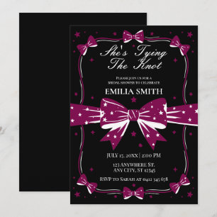 Invitation Black rose Bows She's Tying the Knot Fête des mari