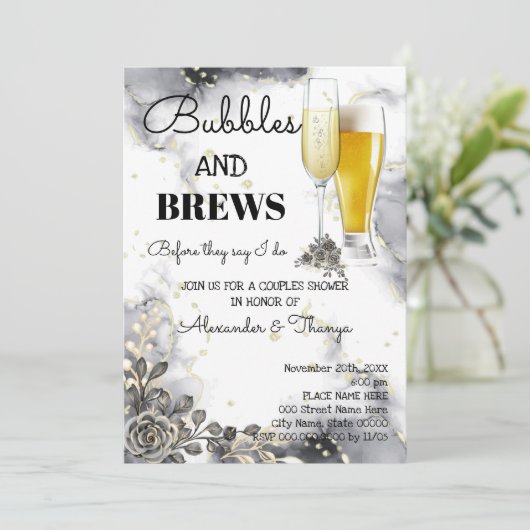 Invitation Black Rose Bubble & Brews Couples Douche (Debout devant)