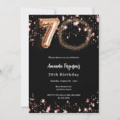 Invitation Black rose en or étoiles 70e anniversaire (Devant)