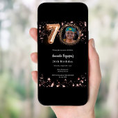 Invitation Black rose en or étoiles 70e anniversaire