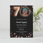 Invitation Black rose en or étoiles 70e anniversaire de luxe (Debout devant)