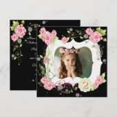 Invitation Black Rose Girls Photo 2e fête d'anniversaire (Devant / Derrière)