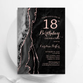 Invitation Black Rose Gold Agate 18e anniversaire