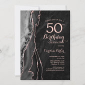 Invitation Black Rose Gold Agate 50e anniversaire (Devant)