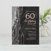 Invitation Black Rose Gold Agate 60e anniversaire (Debout devant)