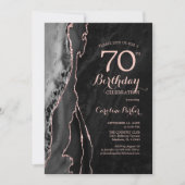 Invitation Black Rose Gold Agate 70e anniversaire (Devant)