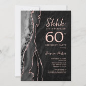Invitation Black Rose Gold Agate Surprise 60e anniversaire (Devant)