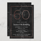 Invitation Black & Rose Gold Marbled 60e anniversaire Invitat (Devant / Derrière)