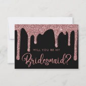 Invitation Black Rose Gold Parties scintillant Drives Bridesm (Devant)