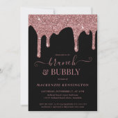 Invitation Black Rose Gold Parties scintillant Drives Brunch  (Devant)