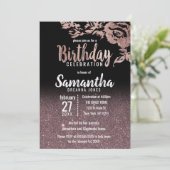 Invitation Black Rose Gold Parties scintillant Floral fête d' (Debout devant)