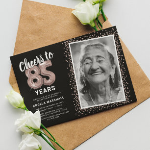 Invitation Black Rose Gold pour 85 Ans de Joie