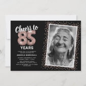 Invitation Black Rose Gold pour 85 Ans de Joie (Devant)