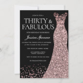 Invitation Black Rose Gold robe femmes 30e fête d'anniversair (Devant)