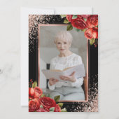 Invitation Black Rose Gold Rose rouge photo Célébration de la (Dos)