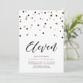 Invitation Black & Rose Gold Simple 11ème fête d'anniversaire (Debout devant)