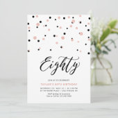 Invitation Black Rose Gold Simple 80th Birthday Party (Debout devant)