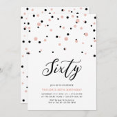 Invitation Black & Rose Gold Simple Soixante 60e fête d'anniv (Devant / Derrière)