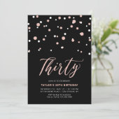 Invitation Black Rose Gold Simple Trente fête d'anniversaire (Debout devant)
