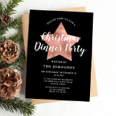 Invitation Black Rose Gold Star Dinner Party