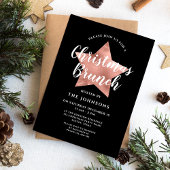 Invitation Black Rose Gold Star Noël Brunch