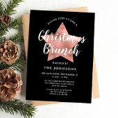 Invitation Black Rose Gold Star Noël Brunch
