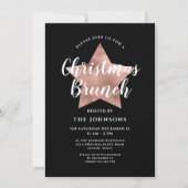 Invitation Black Rose Gold Star Noël Brunch (Devant)
