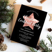 Invitation Black Rose Gold Star Noël Cocktail Party