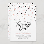 Invitation Black & Rose Gold Vingt et un fête d'anniversaire (Devant / Derrière)