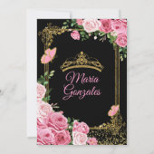 Invitation Black Rose Mis Quince 15 Anos Butterfly Gold Crown (Dos)