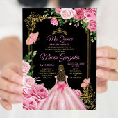 Invitation Black Rose Mis Quince 15 Anos Butterfly Gold Crown