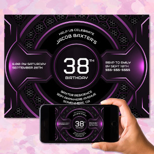 Invitation Black Rose moderne n'importe quel âge fête d'anniv