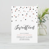 Invitation Black & Rose or Fille 17e fête d'anniversaire Ado (Debout devant)