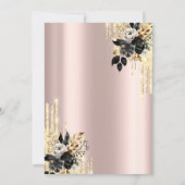 Invitation Black Rose Parties scintillant Drips Rose Gold 50e (Dos)