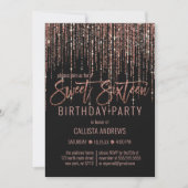 Invitation Black Rose Parties scintillant or Fringe rideau d (Devant)