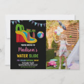 Invitation Black Rose rouge violet photo Diapositive d'eau (Devant)