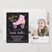 Invitation Black Rose Star Parties scintillant Photo Patinage (Devant)